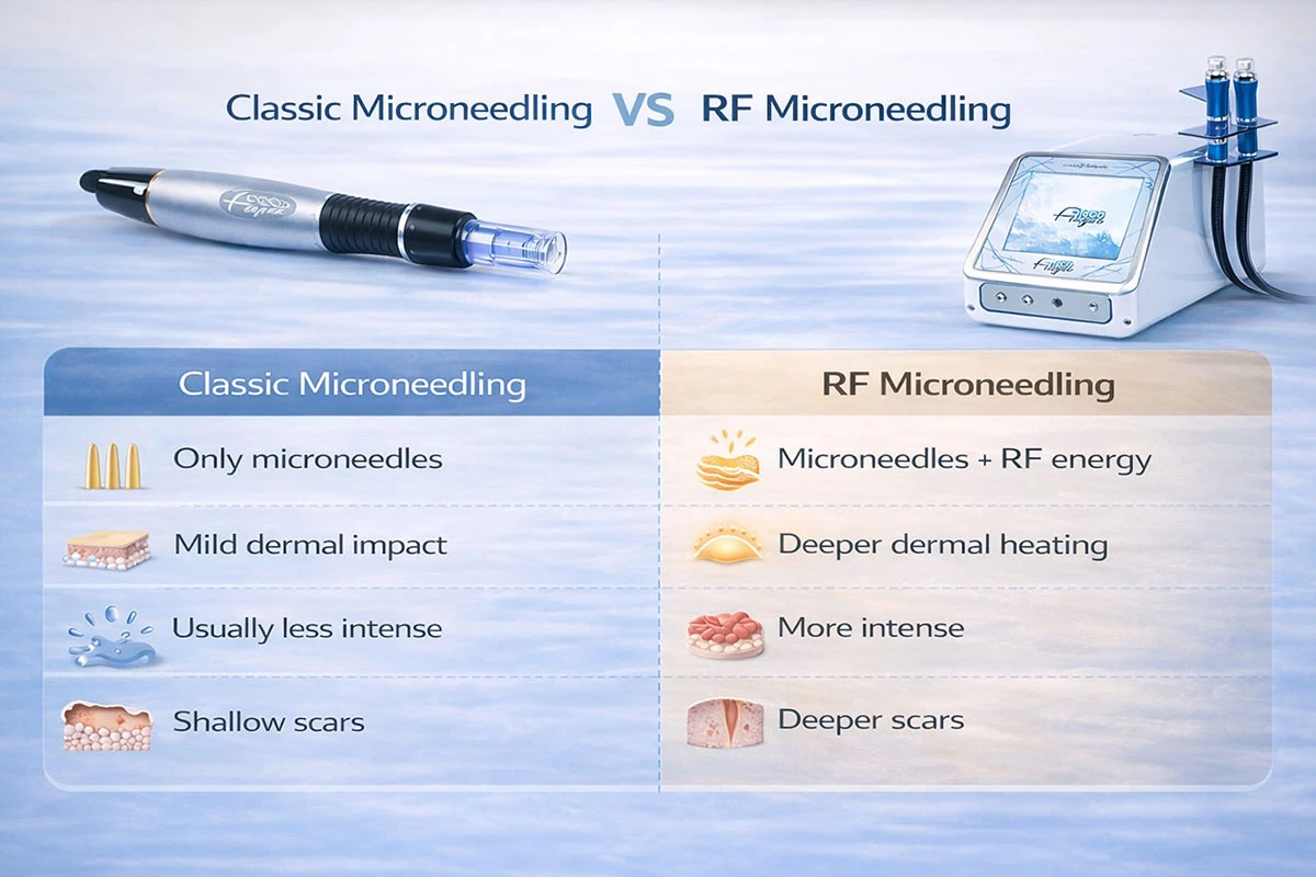 Vergleich Radiofrequenz-Microneedling vs. klassisches Microneedling
