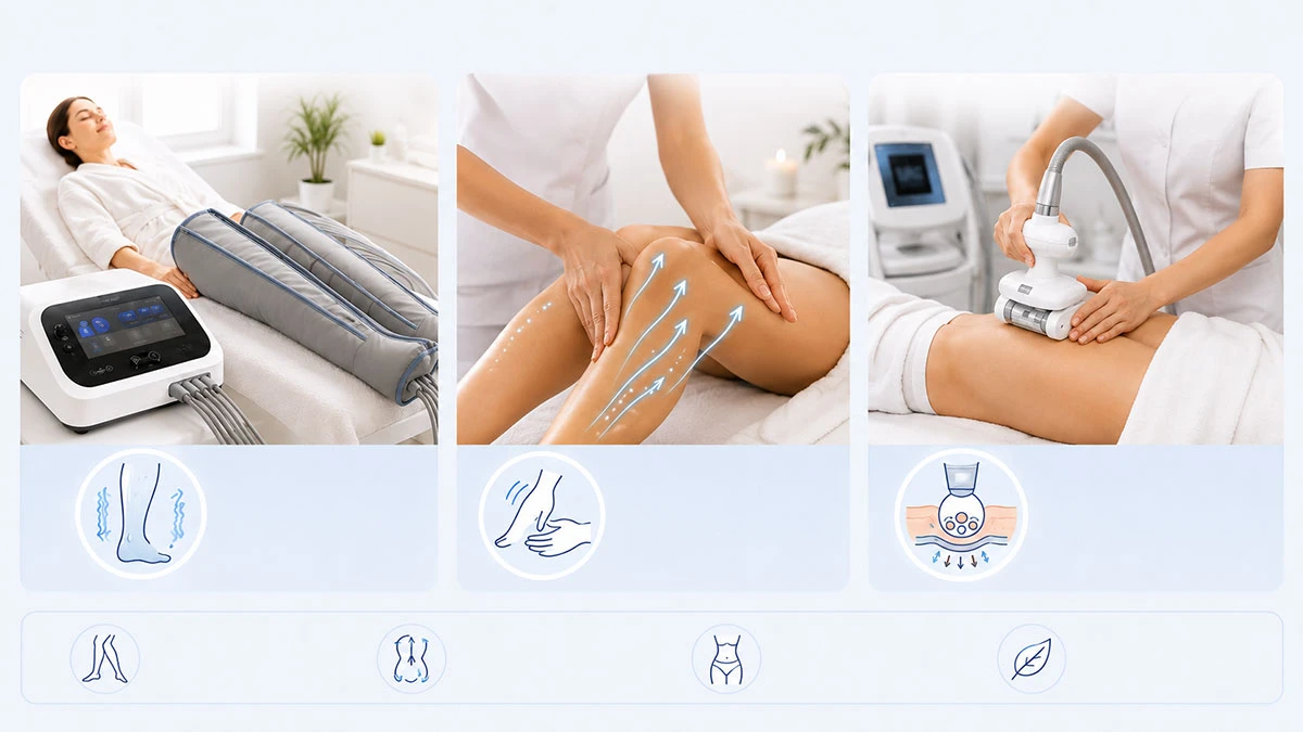 Unterschiede zwischen Pressotherapie, manueller Lymphdrainage und LPG-Massage