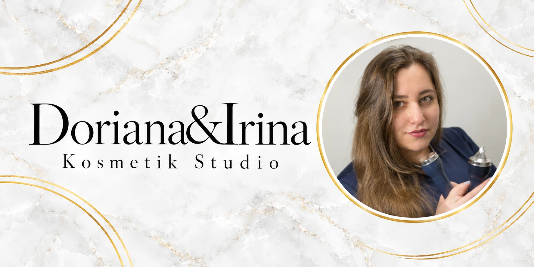 Doriana&Irina Kosmetik Studio – Markenbanner mit Porträt